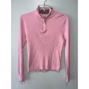 Polo‎ Jeans Co. Ralph Lauren Pink Ribbed Knit Quarter Zip Sweater Size Large